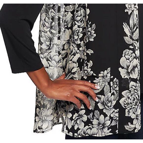 Susan Graver Womens Size 3X Chiffon Vest & Liquid Knit Top Green White NWT - Picture 4 of 5